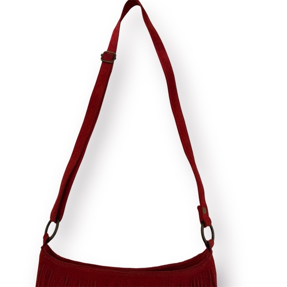 🛍️SALE🛍️ Vintage Women’s 100% Genuine Leather Suede FRINGE CROSSBODY BAG - Picture 4 of 14